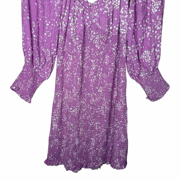 Faithfull The Brand Gombardy Mini Dress in Stevie Floral Size XL / US 10 Purple - Picture 8 of 14